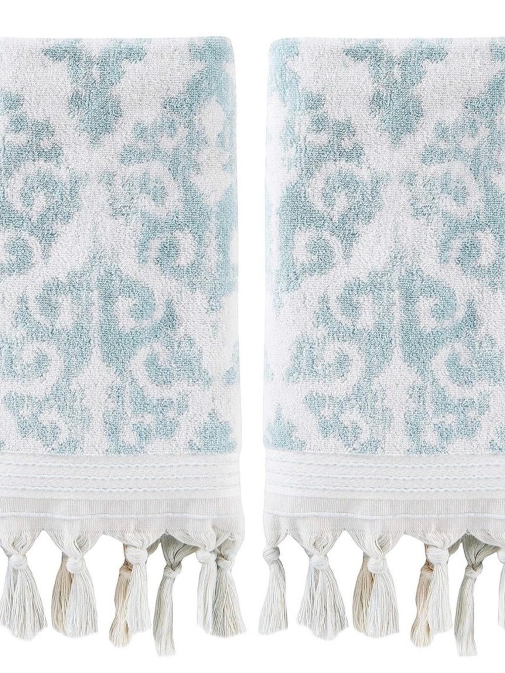 NWT Home Mirage Fringe Hand Towel Set-2pc, 100% Turkish Cotton